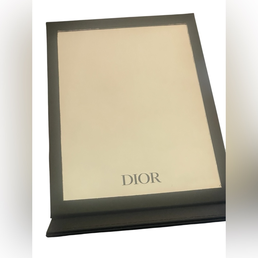 NEW w/Box Dior VIP Black Vegan Leather 7” x 5” Vanity Mirror. For Home or Travel - Picture 5 of 8